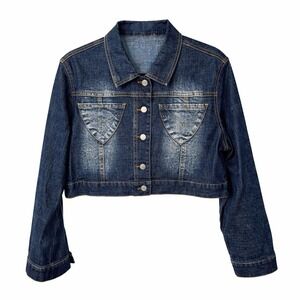 Y2K Goddess Jeans Women's Denim Jacket Size 16 Blue Cropped Studded Button Front